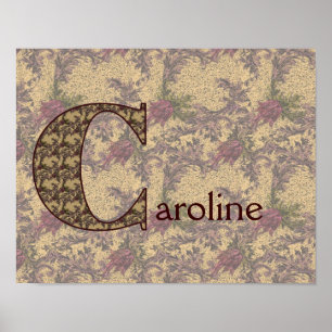 Floral Monogram Your Name Initial C Elegant Poster