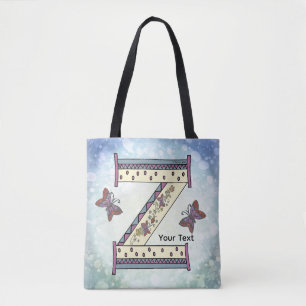 floral Monogram Z Tote Bag