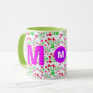 Floral Monogrammed Initial Coffee Mug for Girls