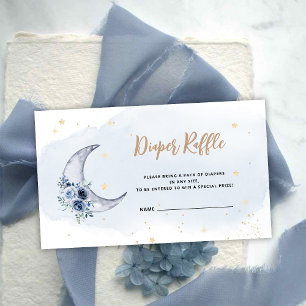 Floral Moon Blue Diaper Raffle Enclosure Card