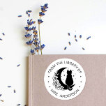 Floral Moon Cat Book Library Teacher Classic Round Sticker<br><div class="desc">Floral Moon Cat Book Library Teacher Classic Round Sticker</div>