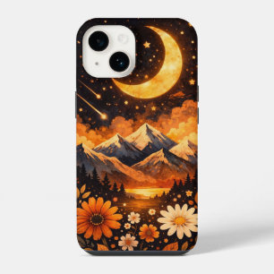 Floral Moon Pattern Phone Case – Cute and Aestheti