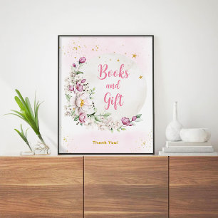 Floral Moon Pink Books and Gift Poster
