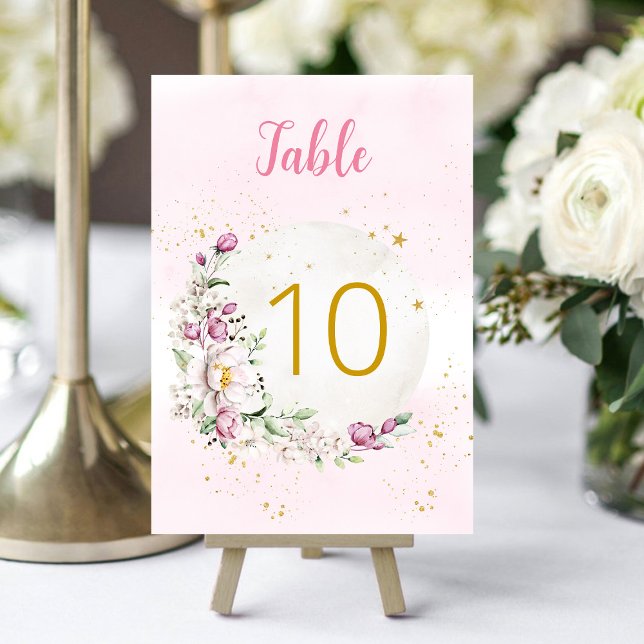 Floral Moon Pink Table Number (Creator Uploaded)