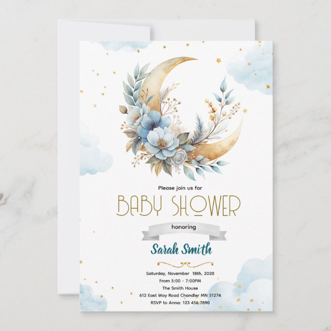 Floral moon shower invitation (Front)