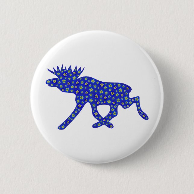 Floral Moose 6 Cm Round Badge (Front)