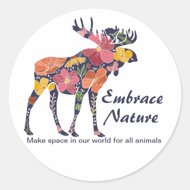 Floral Moose Nature Stickers (Front)