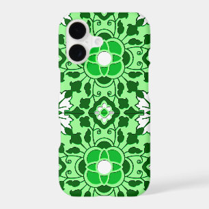 Floral Moroccan Tile, Emerald and Lime Green