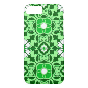 Floral Moroccan Tile, Emerald and Lime Green iPhone 8/7 Case