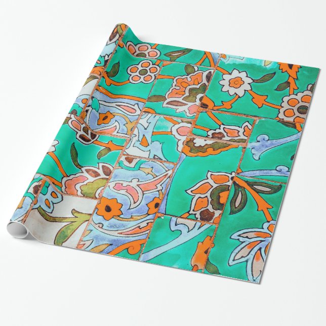 Floral Morocco Wrapping Paper (Unrolled)