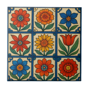 Floral Mosaic Ceramic Tile