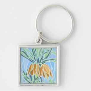 Floral Mosaic Design Key Ring