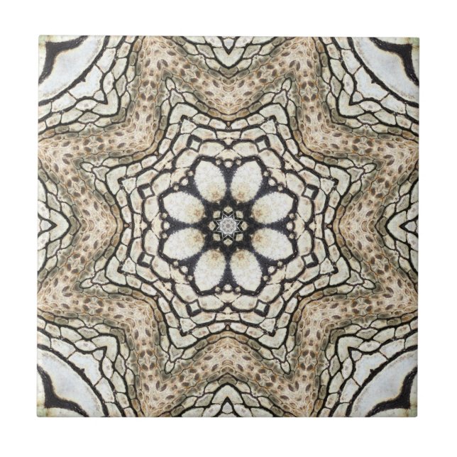 Floral Mosaic Nature Inspired Ceramic Tile (Front)