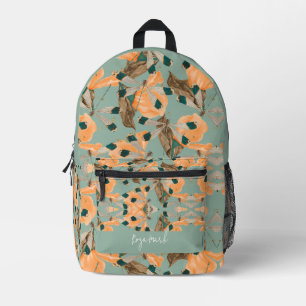 Floral Moth Butterfly Pattern Printed Backpack