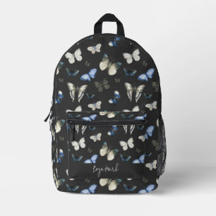 Floral Moth Butterfly Pattern Printed Backpack