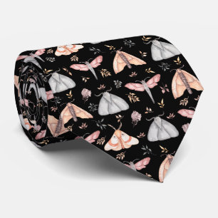 Floral Moth Butterfly Pattern Tie