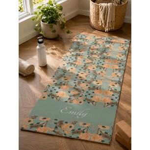 Floral Moth Butterfly Pattern Yoga Mat