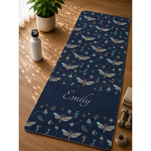 Floral Moth Butterfly Pattern Yoga Mat