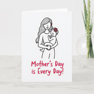 Floral Mother And Child Line Art Card