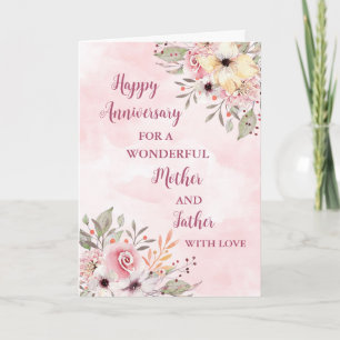 Floral Mother and Father Wedding Anniversary Card