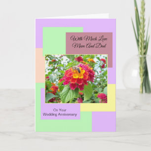 Floral Mother And Father Wedding Anniversary Card