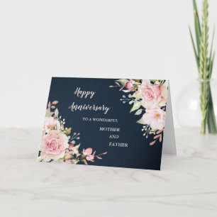 Floral Mother and Father Wedding Anniversary Card