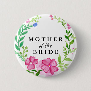 Floral Mother of the Bride Wedding 6 Cm Round Badge