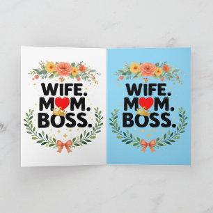 Floral Motherhood Queen Heart – Elegant Botanical Card