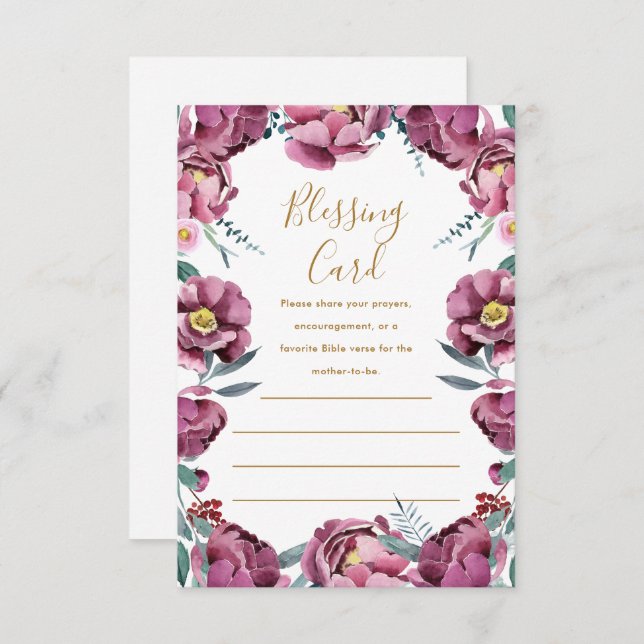 Floral Mother's Blessing Card Prayers Note Cards (Front/Back)