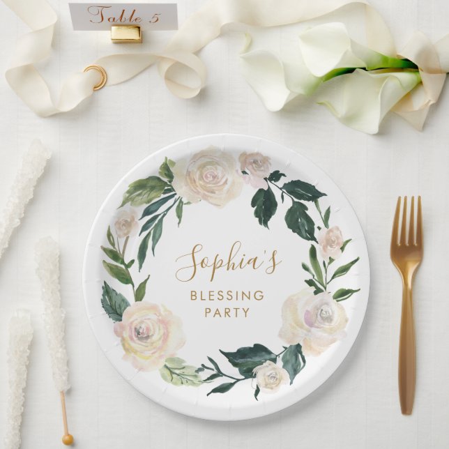 Floral Mother's Blessing Party Personalised  Paper Plate (Wedding)