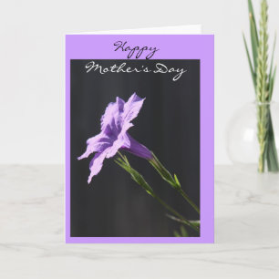 Floral Mother's Card, Vivid Purple Bloom on Black Card