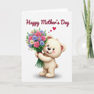 Floral Mothers Day Bear Hug Card