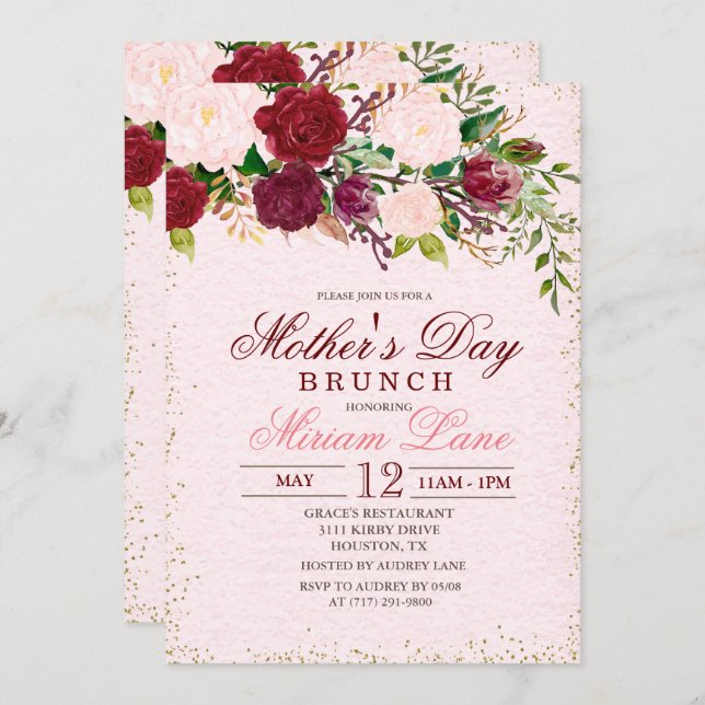 Floral Mother's Day Brunch Invitation (Front/Back)