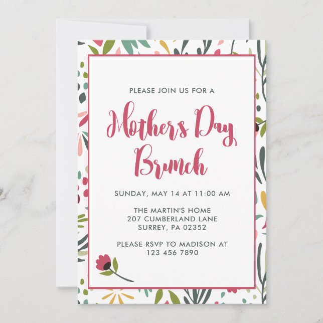 Floral Mother's Day Brunch Invitation (Front)