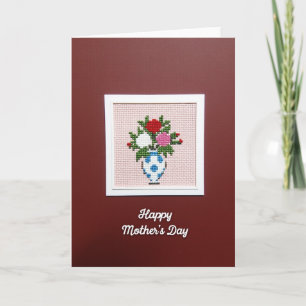 Floral Mothers Day Cross Stitch Card