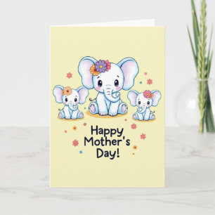 Floral Mothers Day Elephant Card
