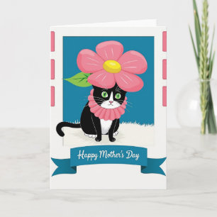 Floral Mothers Day Feline Art Card