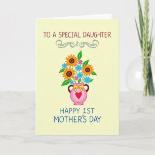 Floral Mothers Day Heart Vase Card