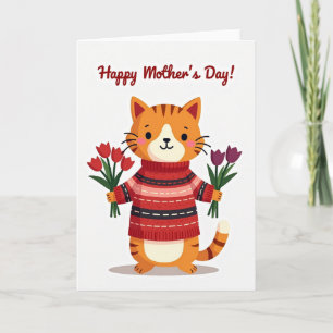 Floral Mothers Day Kitty Card
