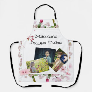 Floral Mother's Day Mama's three photo cubs Apron