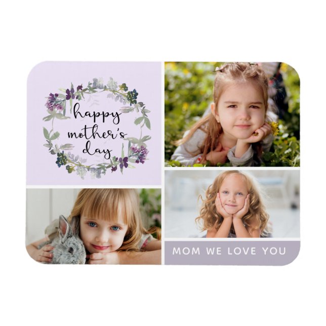 Floral Mother's Day Photo Collage Magnet (Horizontal)