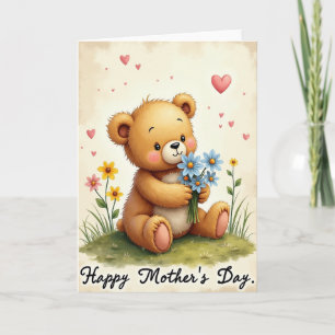 Floral Mothers Day Plush Friend Card