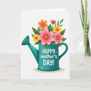 Floral Mothers Day Watering Can Card
