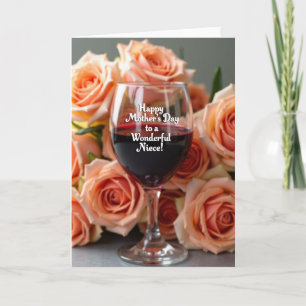 Floral Mothers Day Wine Glass Card