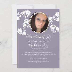 Floral Motif Celebration of Life Photo Invitation