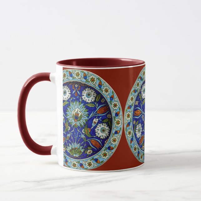 Floral Motif Tulip Iznik Turkish Pattern Coffee Mug (Left)