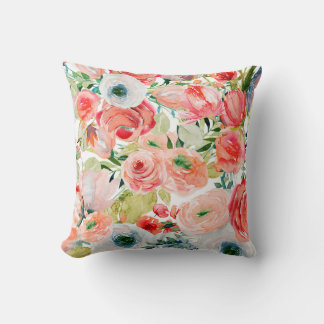 Floral Motifs in Watercolor  Cushion