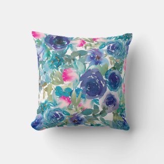Floral Motifs in Watercolor Cushion
