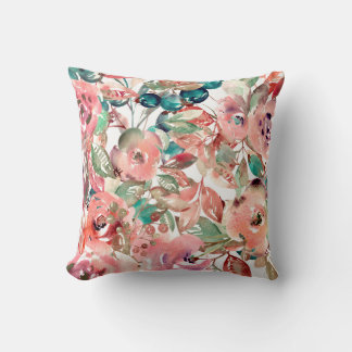 Floral Motifs in Watercolor  Cushion
