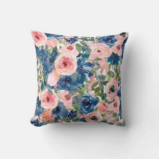 Floral Motifs in Watercolor Cushion